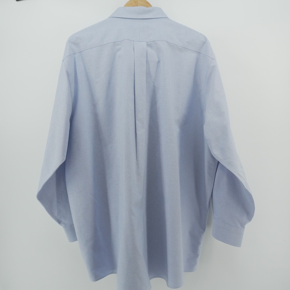 L.L. Bean Button Down Mens 18-33 Blue Wrinkle Resistant Oxford Long Sleeve Shirt - Picture 4 of 8